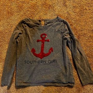 Southern Girl youth long sleeve sequin Anchor shirt size small